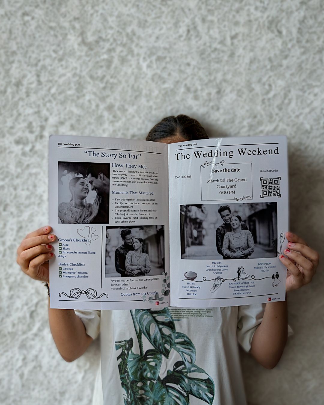 Happily Ever After - black & white wedding newspaper
