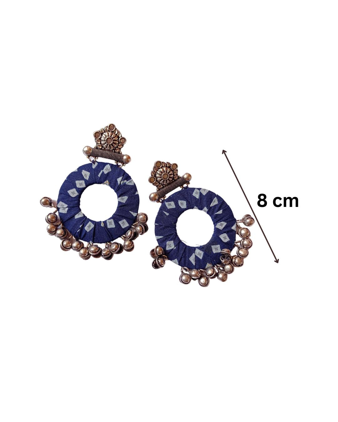 Bandhani printed round bali earrings