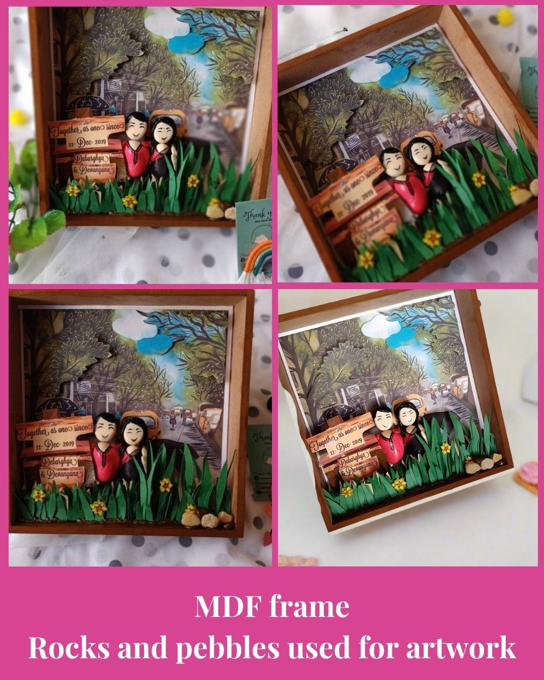 युगल अनुकूलित कंकड़ कला | नवविवाहित, सालगिरह, शादी और रोमांटिक उपहार