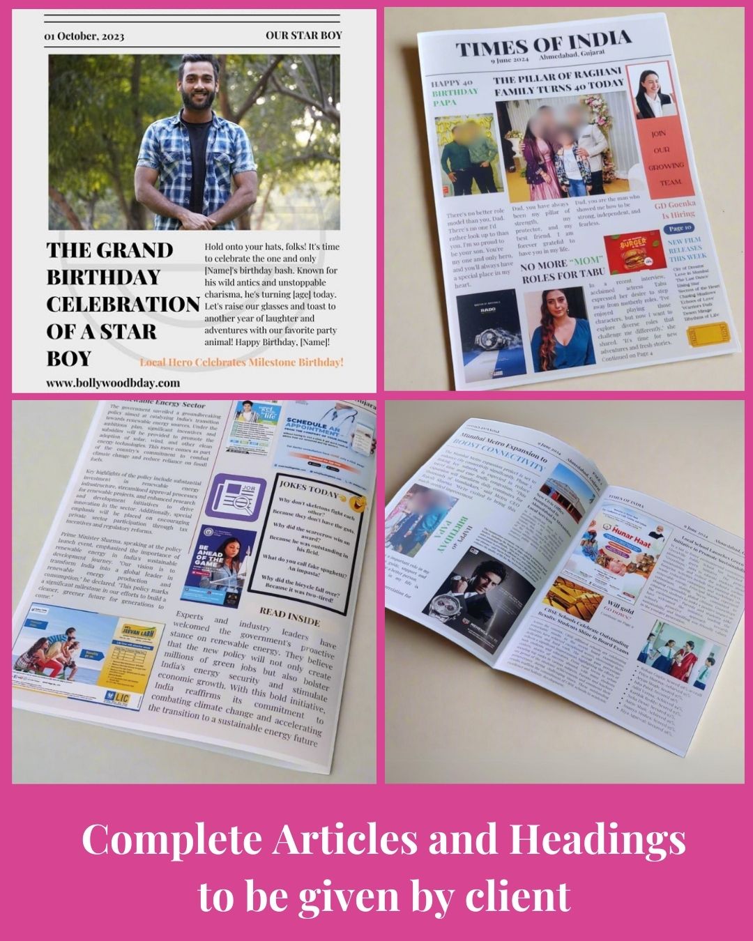 Customized best friend newspaper