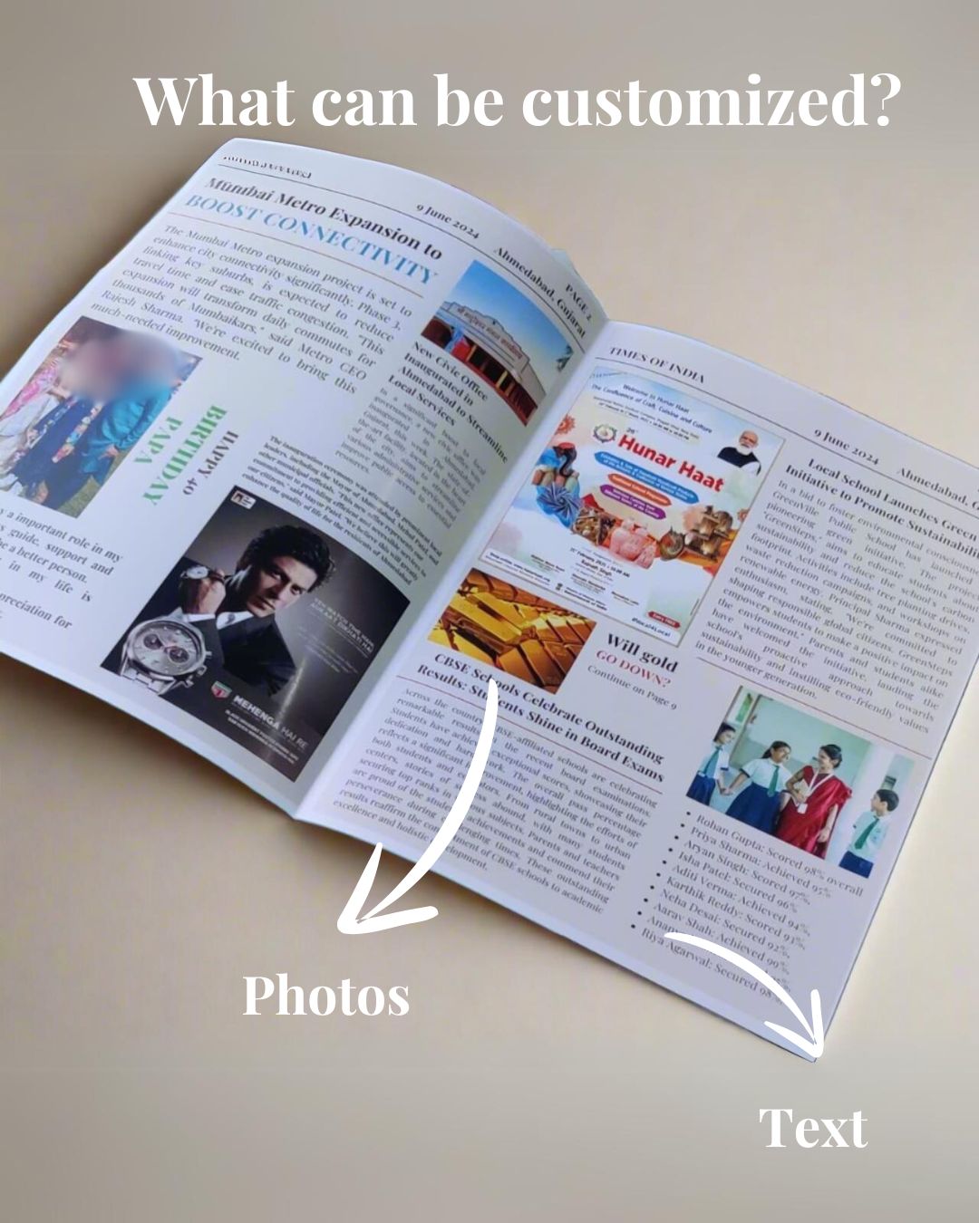 Customized best friend newspaper