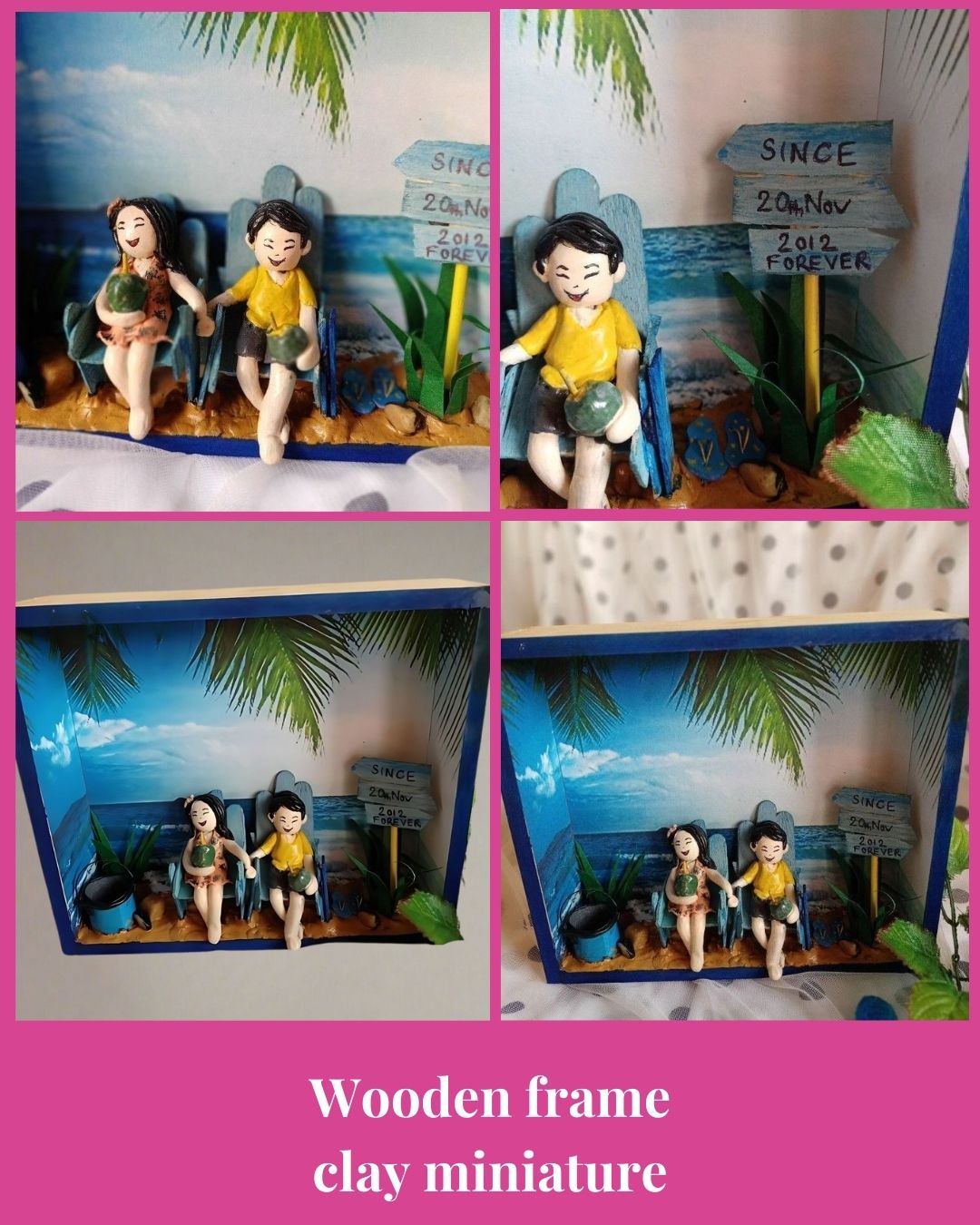 Customized beach house Miniature Couple Frame
