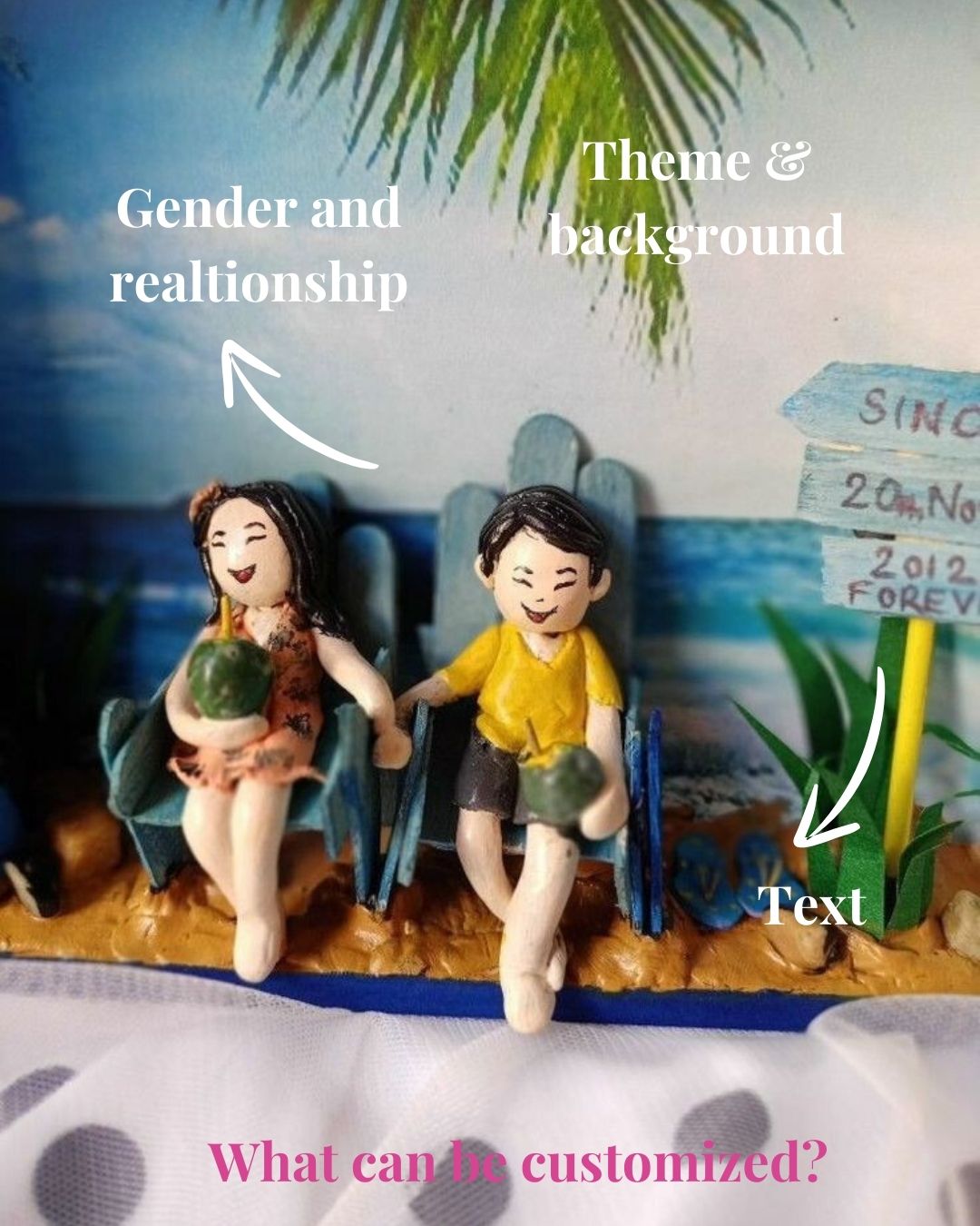 Customized beach house Miniature Couple Frame