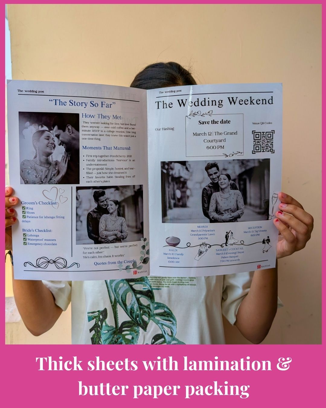 Happily Ever After - black & white wedding newspaper