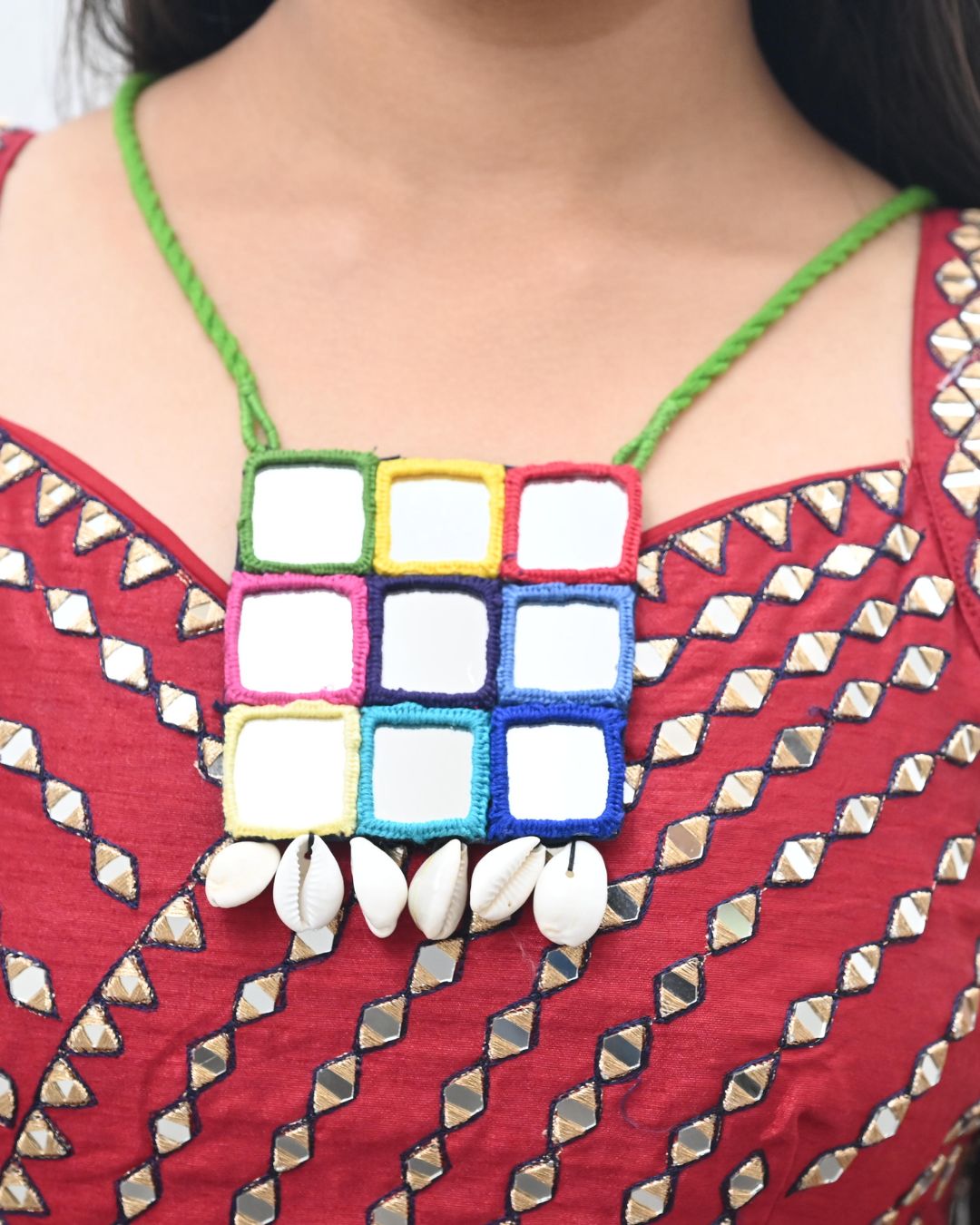Multicolor mirror necklace