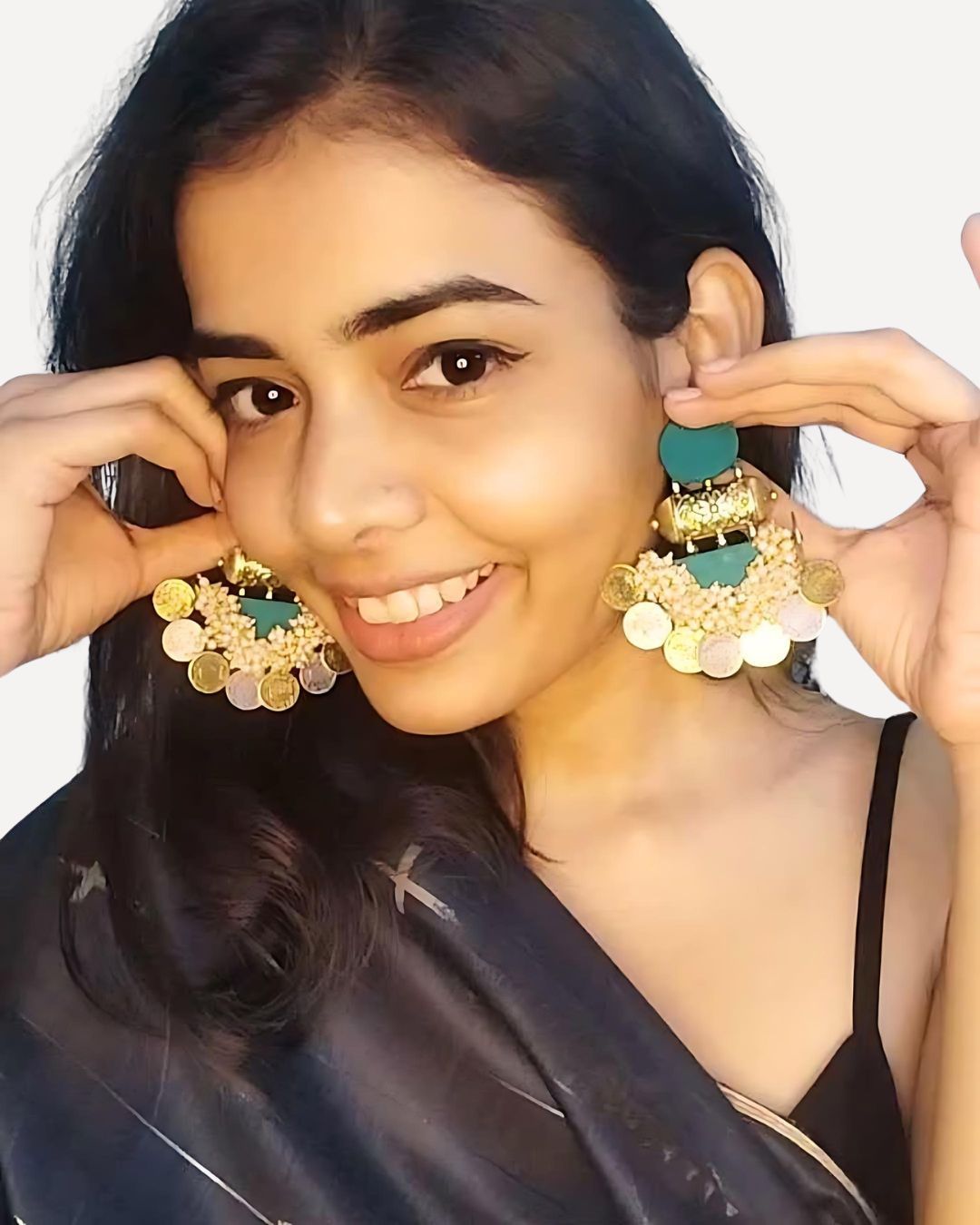 Golden Coin jhumka earrings