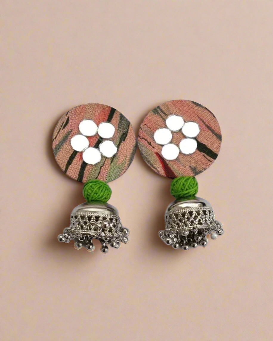 Boho Earthy Print Round Earrings