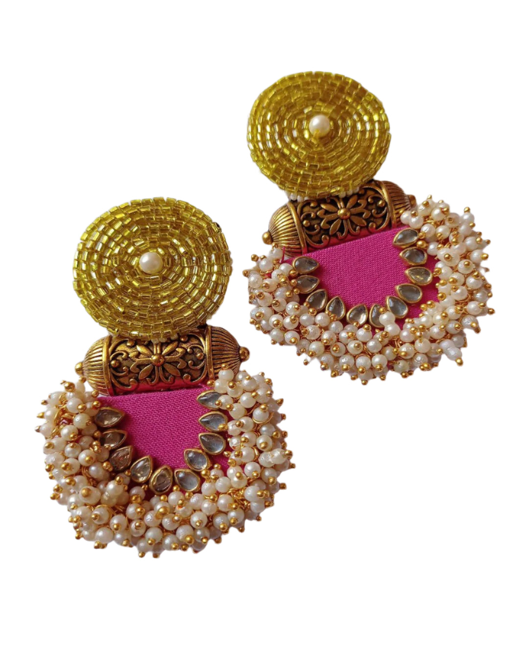 Pink & Gold Jhumka Earrings