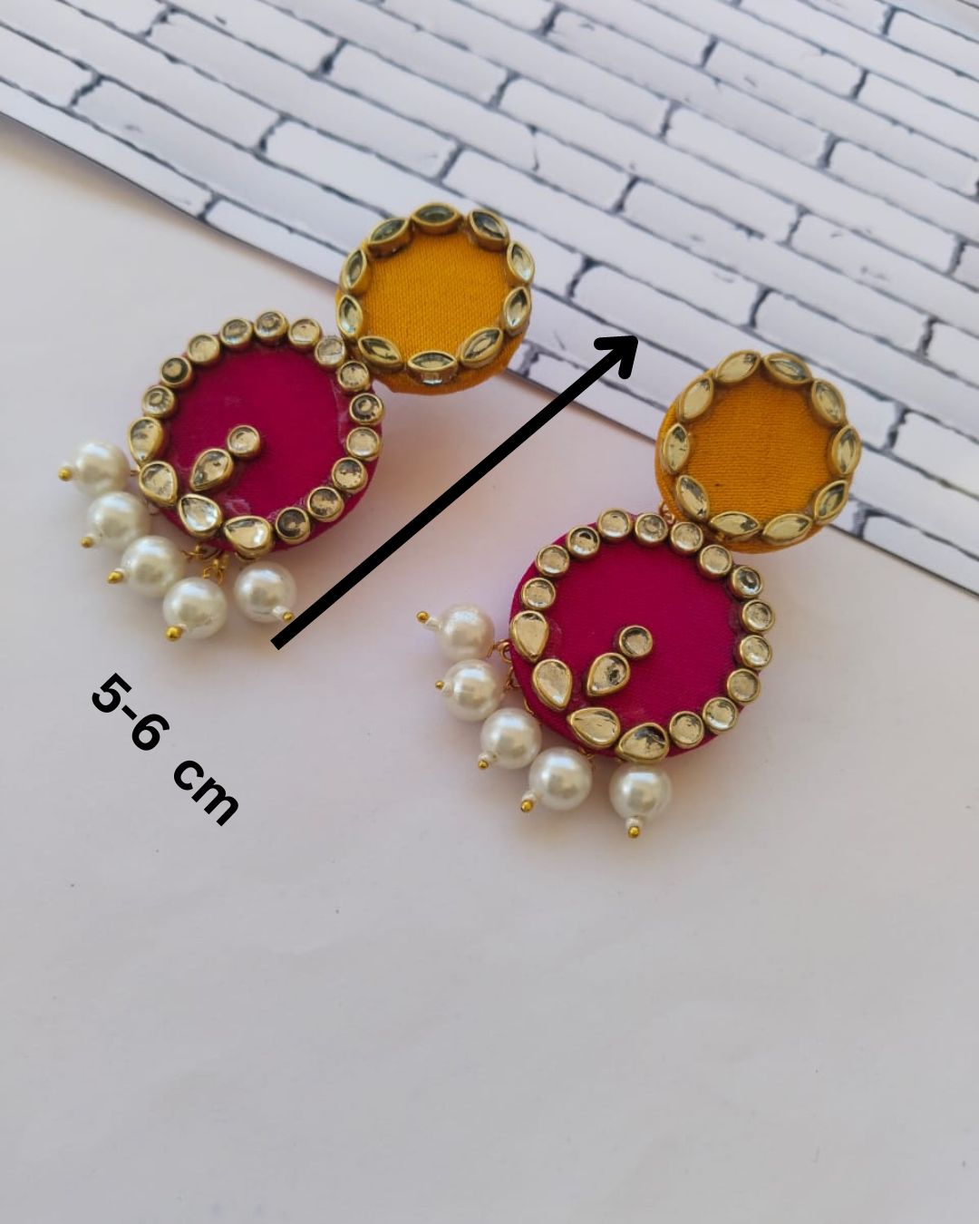 Pink and yellow drop earrings