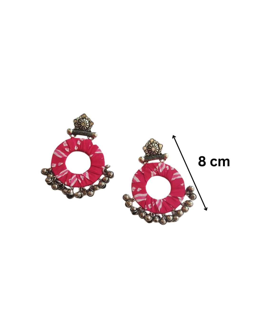 Bandhani printed round bali earrings