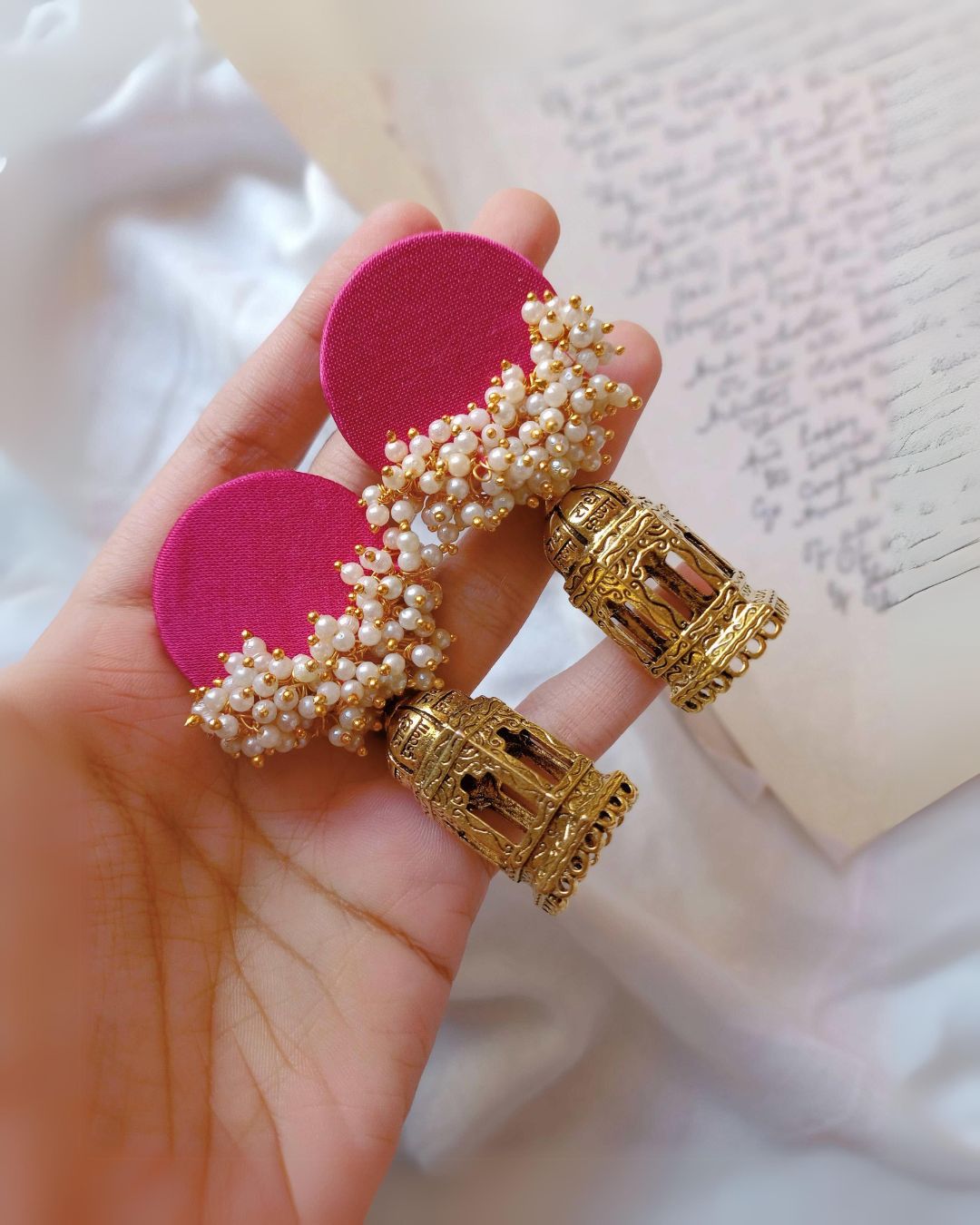 Pink beaded earrings