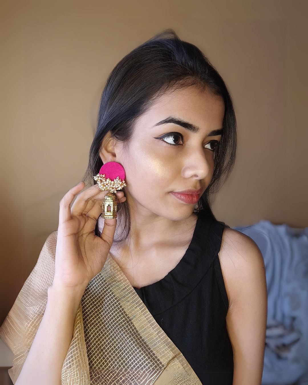 Pink beaded earrings