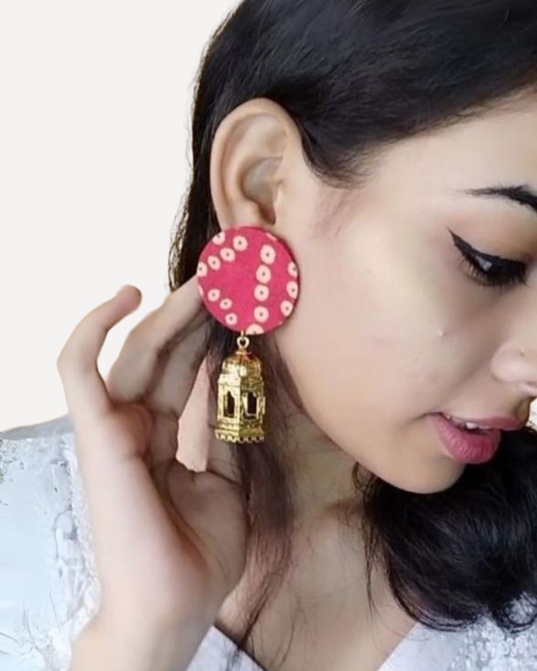Red Bandhani & Golden Jhumkas