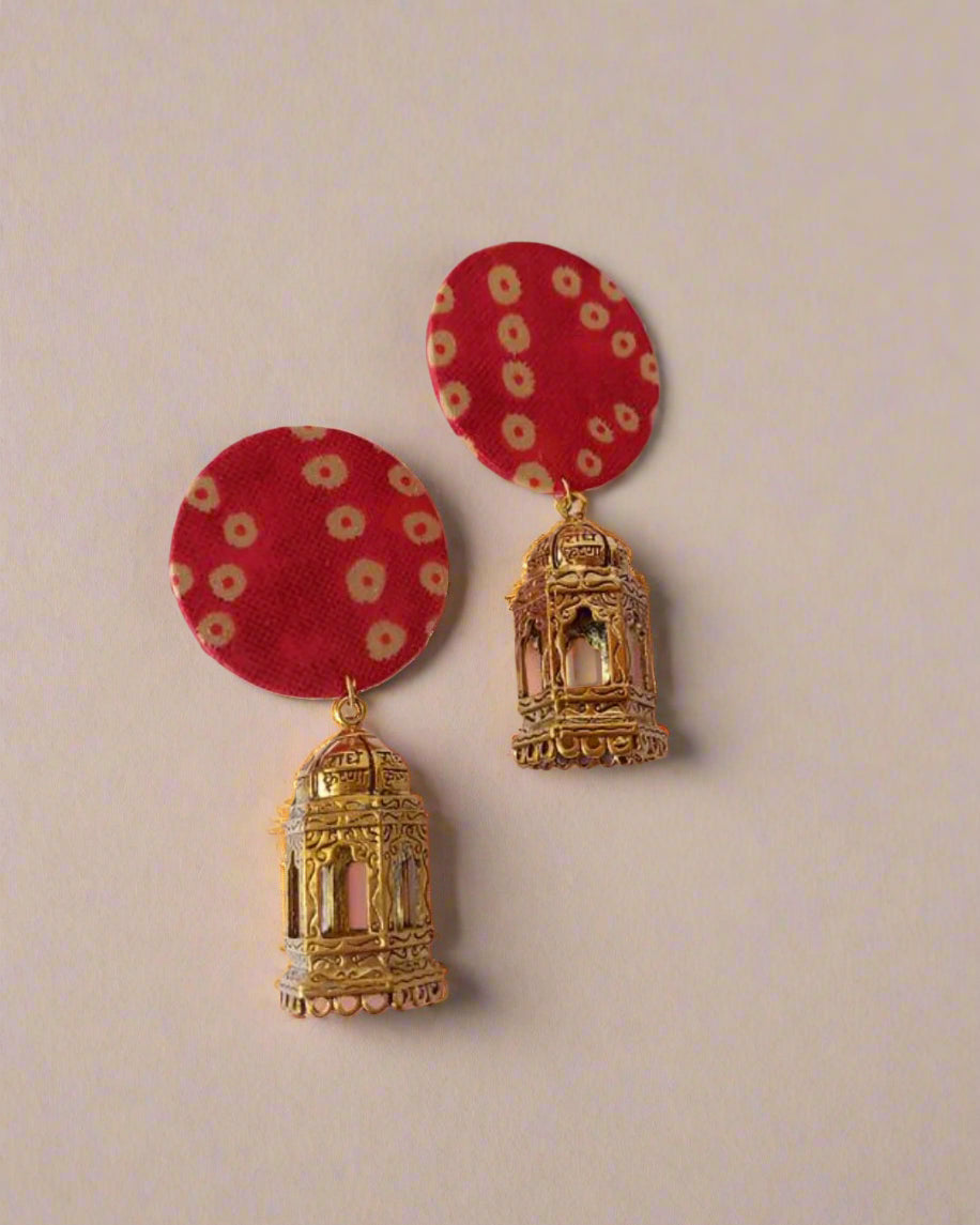 Red Bandhani & Golden Jhumkas