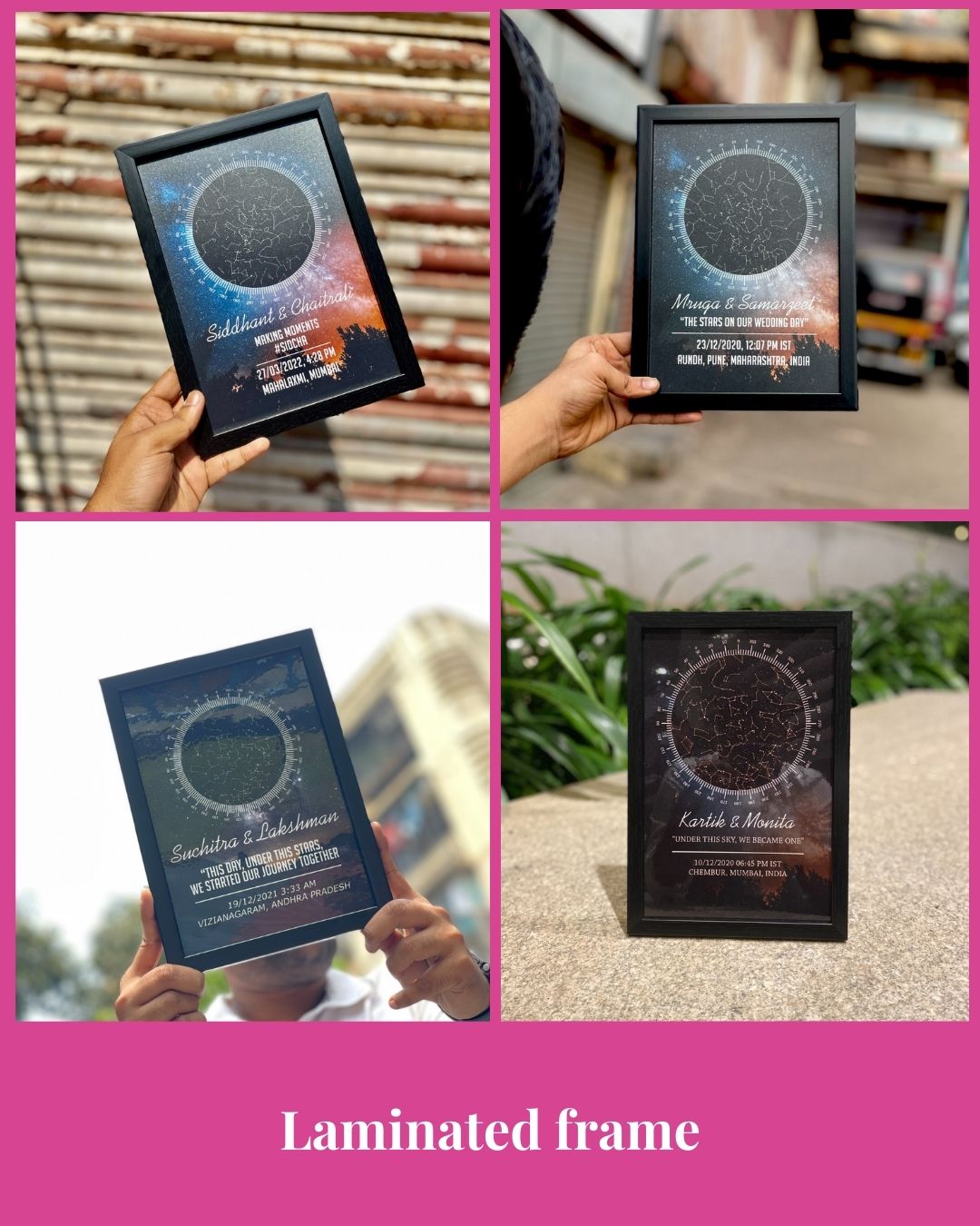 कस्टम स्टार मानचित्र फ़्रेम पोस्टर पट्टिका | उसके और उसके लिए जन्म सितारा उपहार