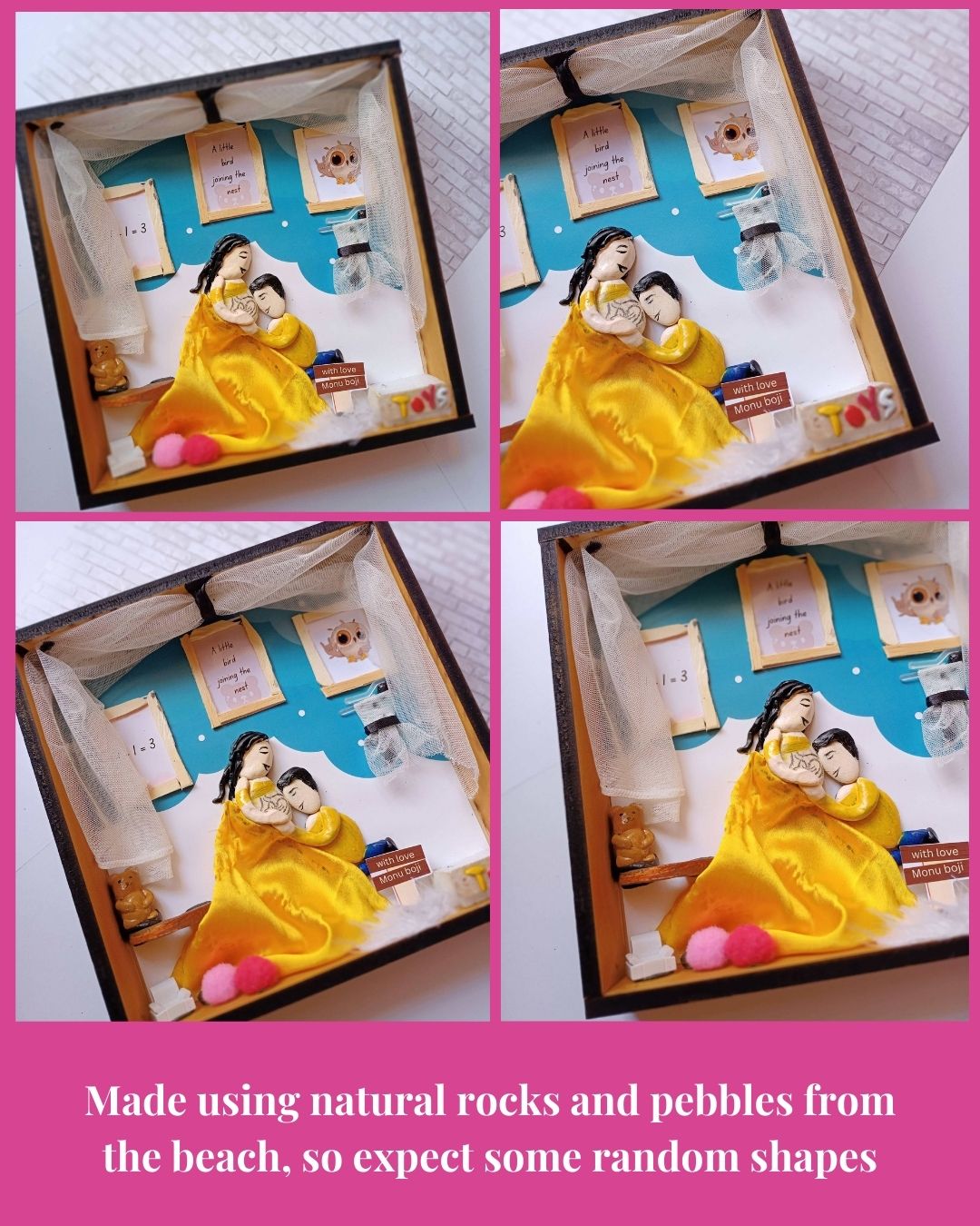 Baby Mommy pebble art frame