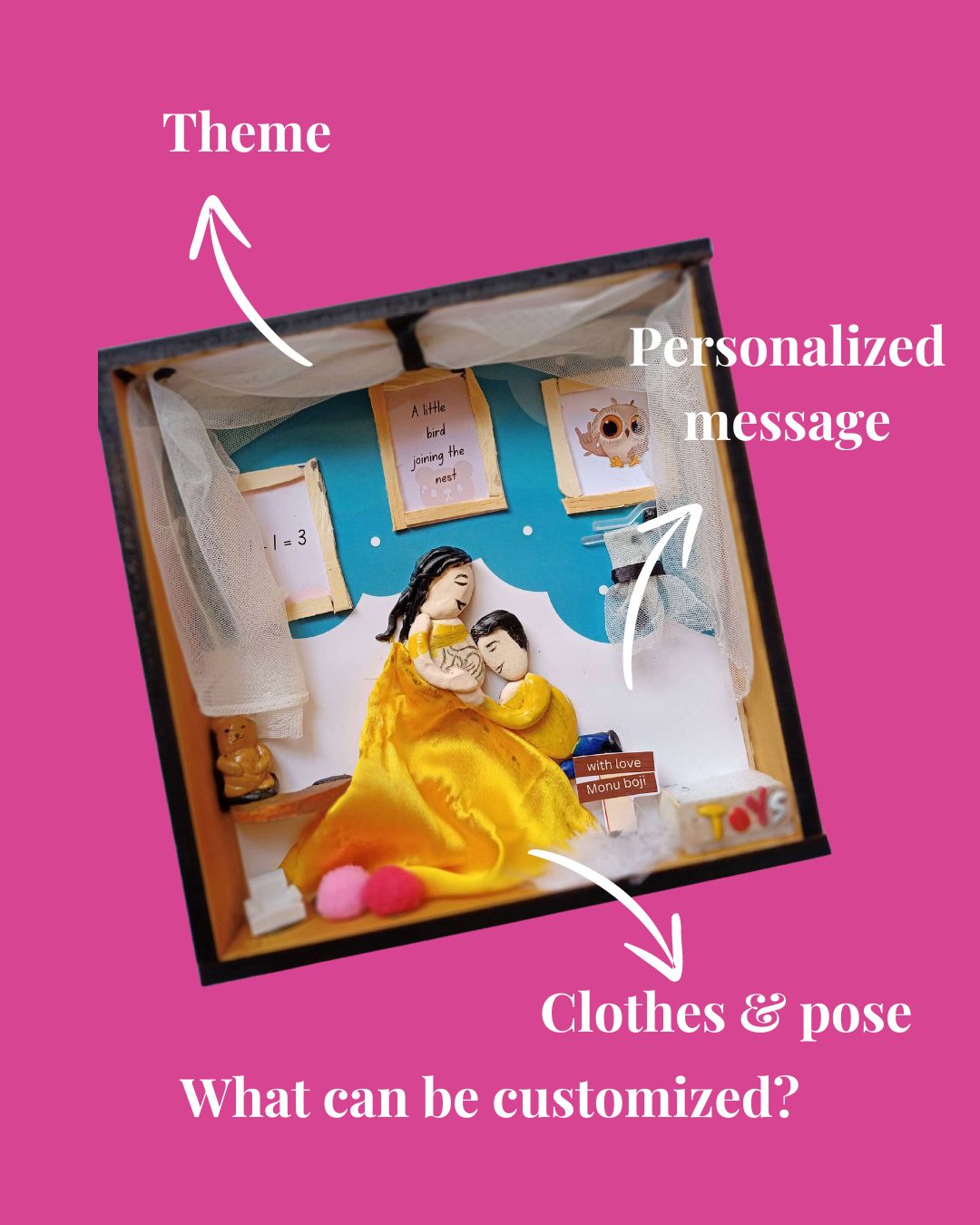 Baby Mommy pebble art frame