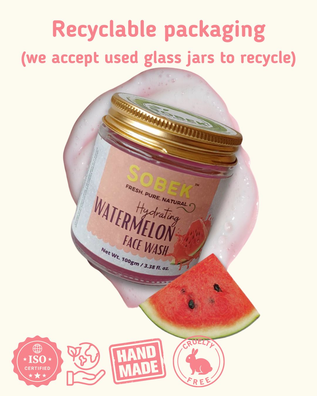 Infographics showing watermelon face wash certifications