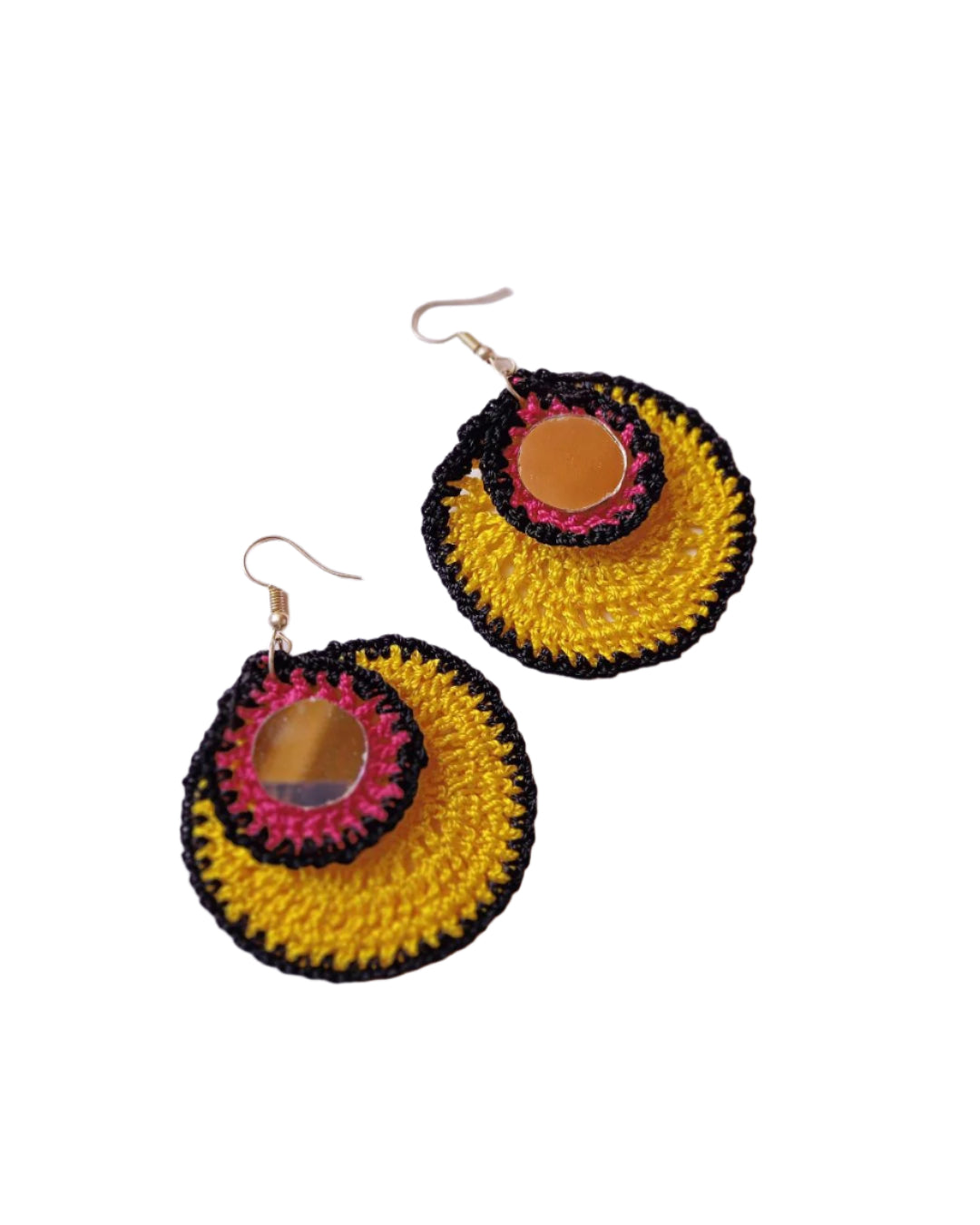 Yellow & Black Crochet Mirror Drops