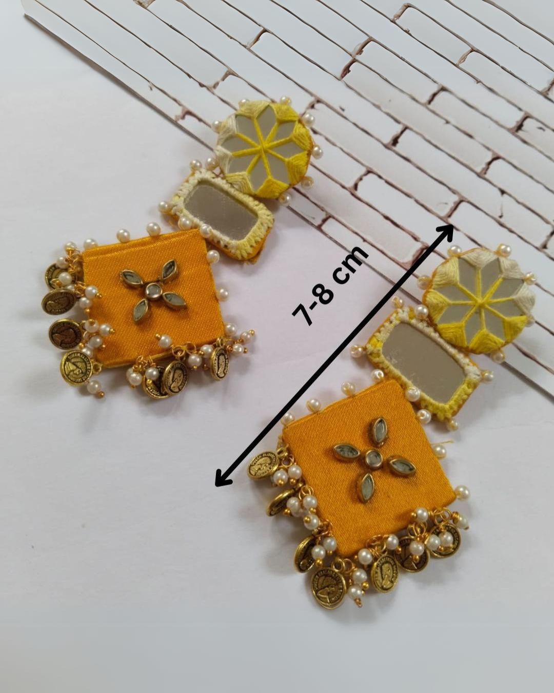Yellow mirror coins earrings