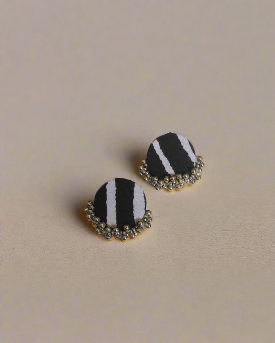 Black & white ghungroo studs