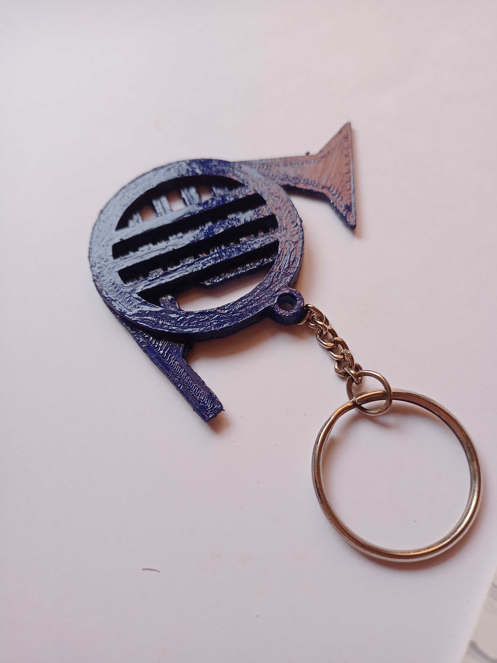 Blue French Horn Key Chain