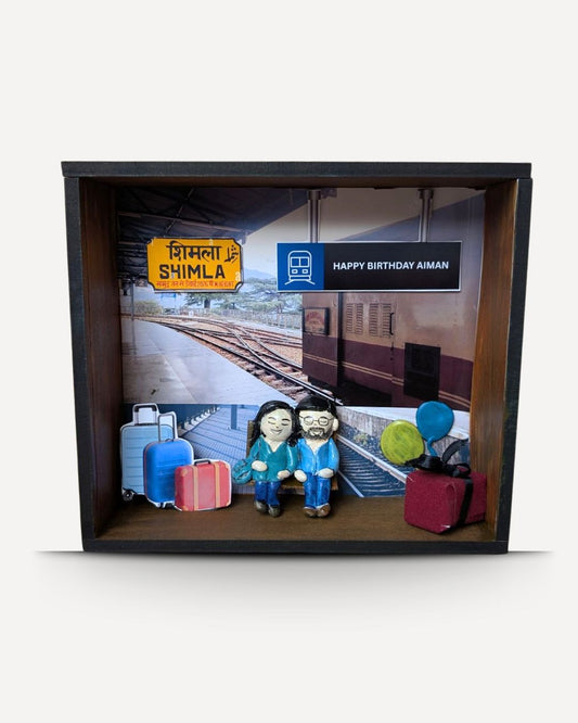Custom Train Station Couple Miniature Frame