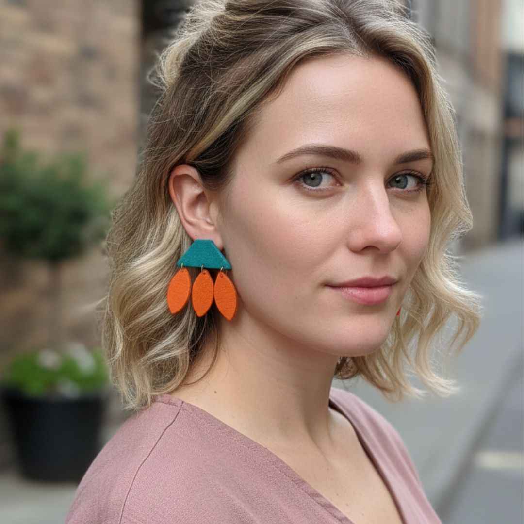 Tangerine Bloom Fabric Drop Earrings