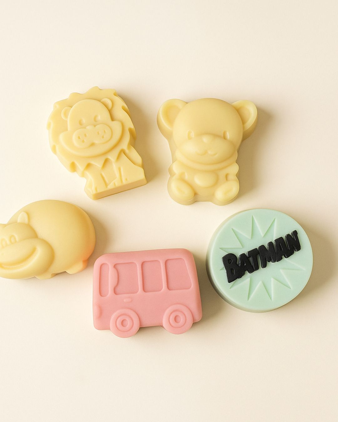 Kids’ Soap Set – Cartoon, Car & Flower Shapes