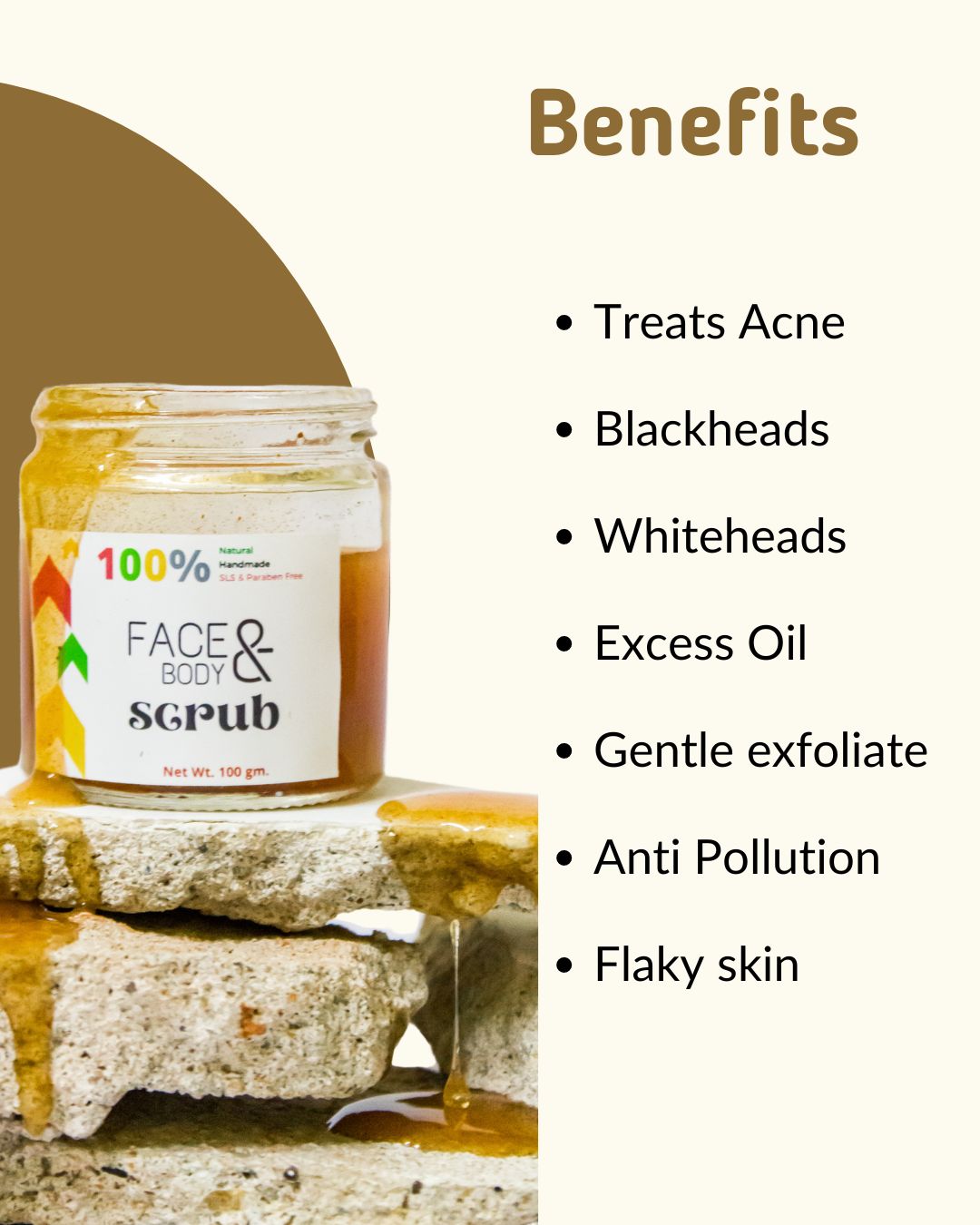 Infographics showing almond scrub benefits