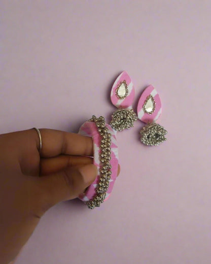 Baby Pink Droplet Earrings & Bangles