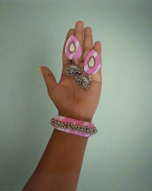 Baby Pink Droplet Earrings & Bangles