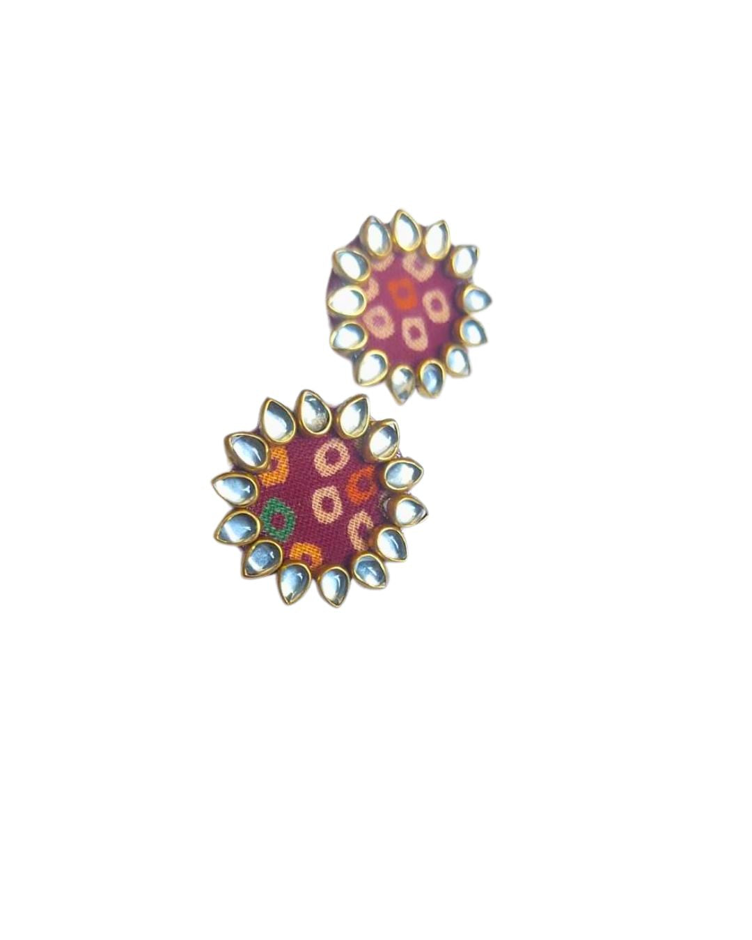 Bandhani Kundan Mini Studs