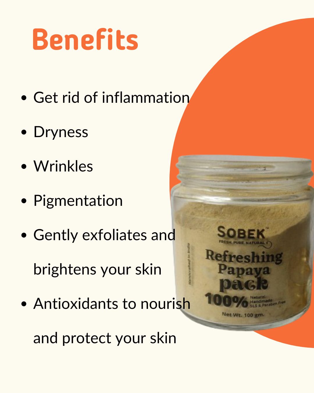 Infographics showing papaya face mask benefits