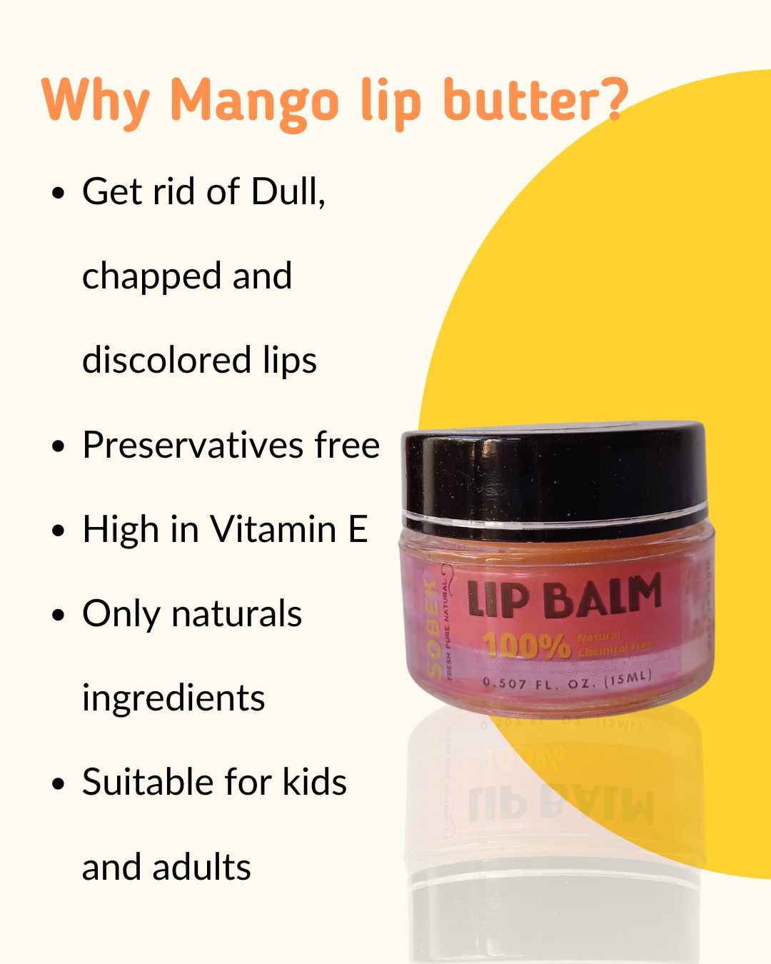 Infographic showing mango lip balm benefits