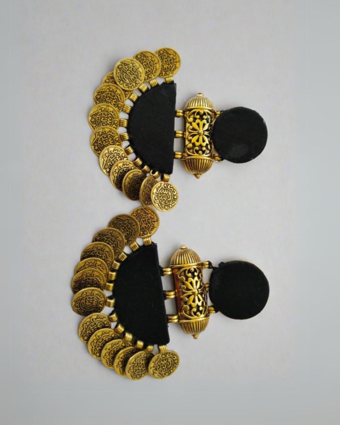 Black and Gold Jhumka Earrings