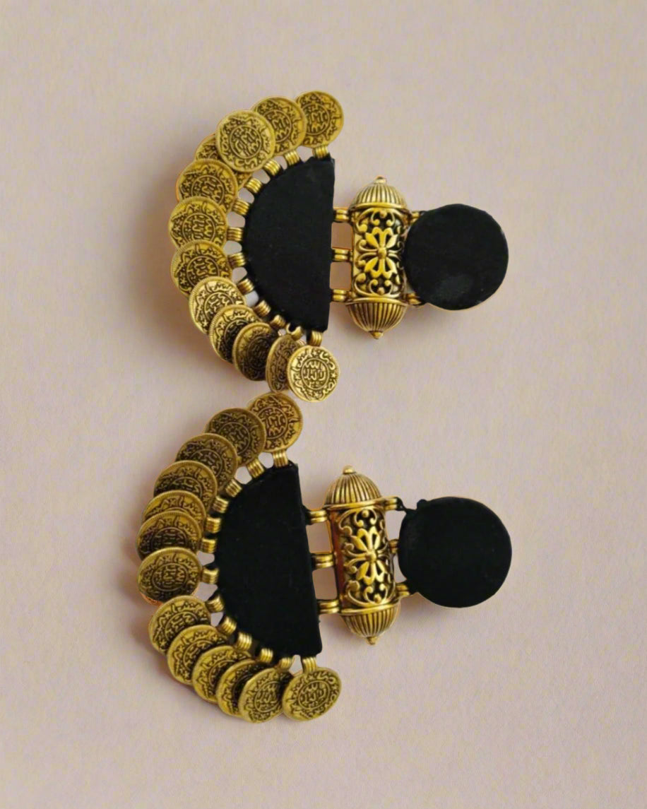 Golden Coin jhumka earrings