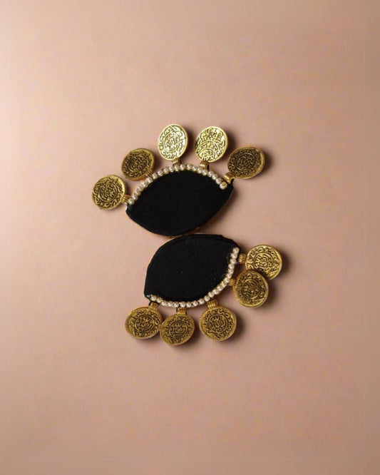 Black Semi-Circular Stud Earrings