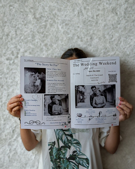 Happily Ever After - black & white wedding newspaper