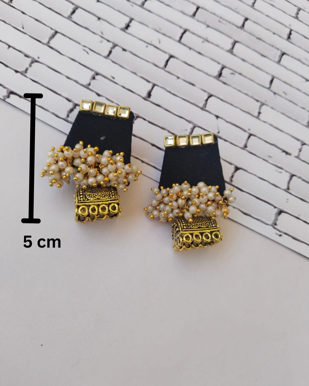 Black & Golden Jhumka Earrings