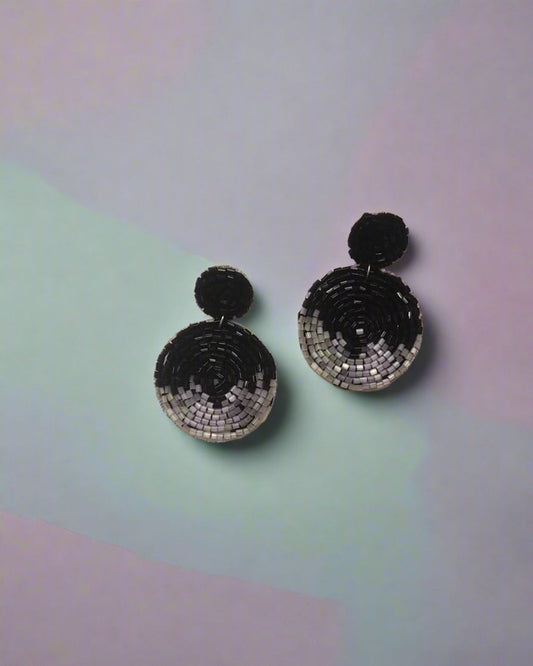 Black and grey beaded earrings