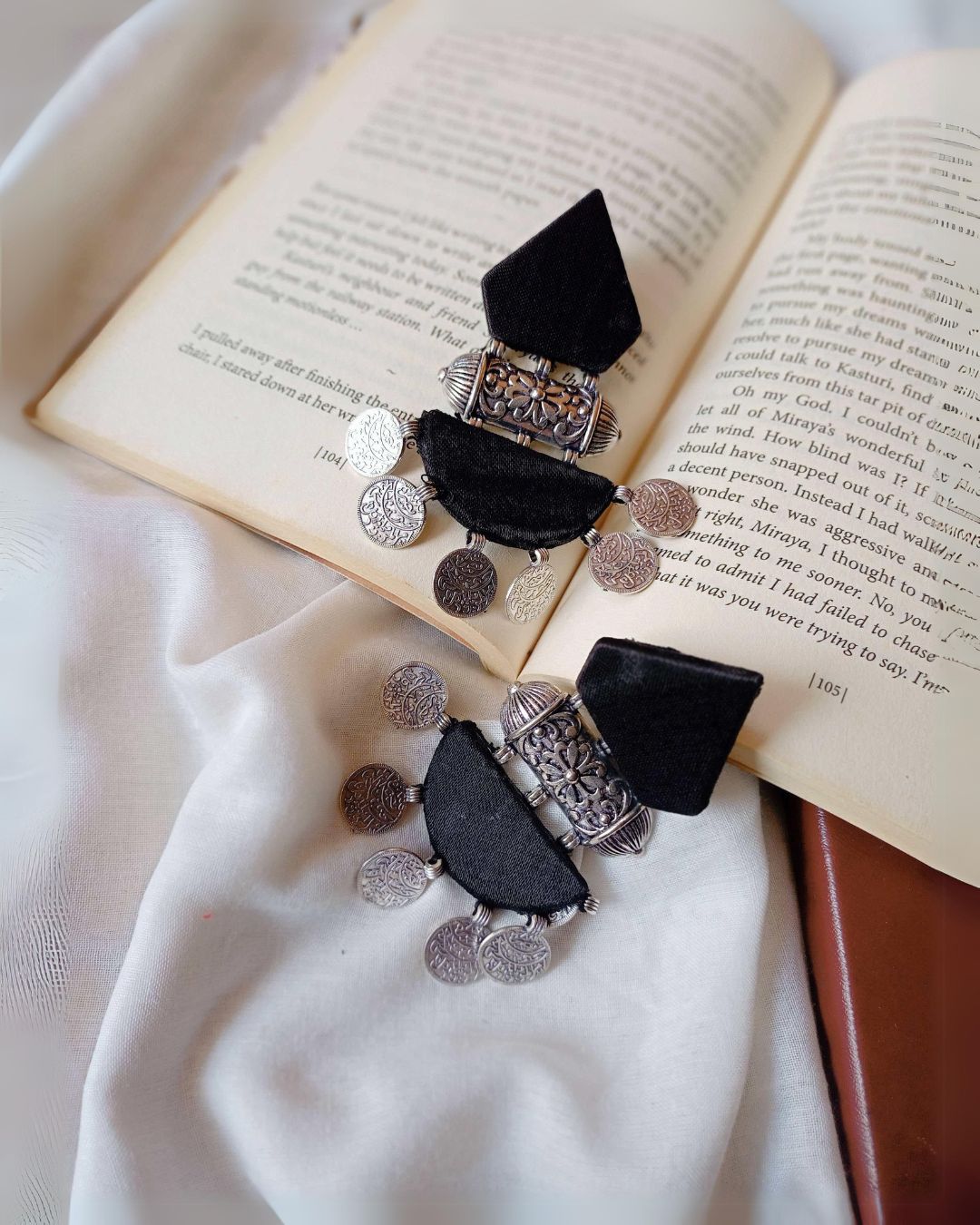 Black Silver Statement Earrings