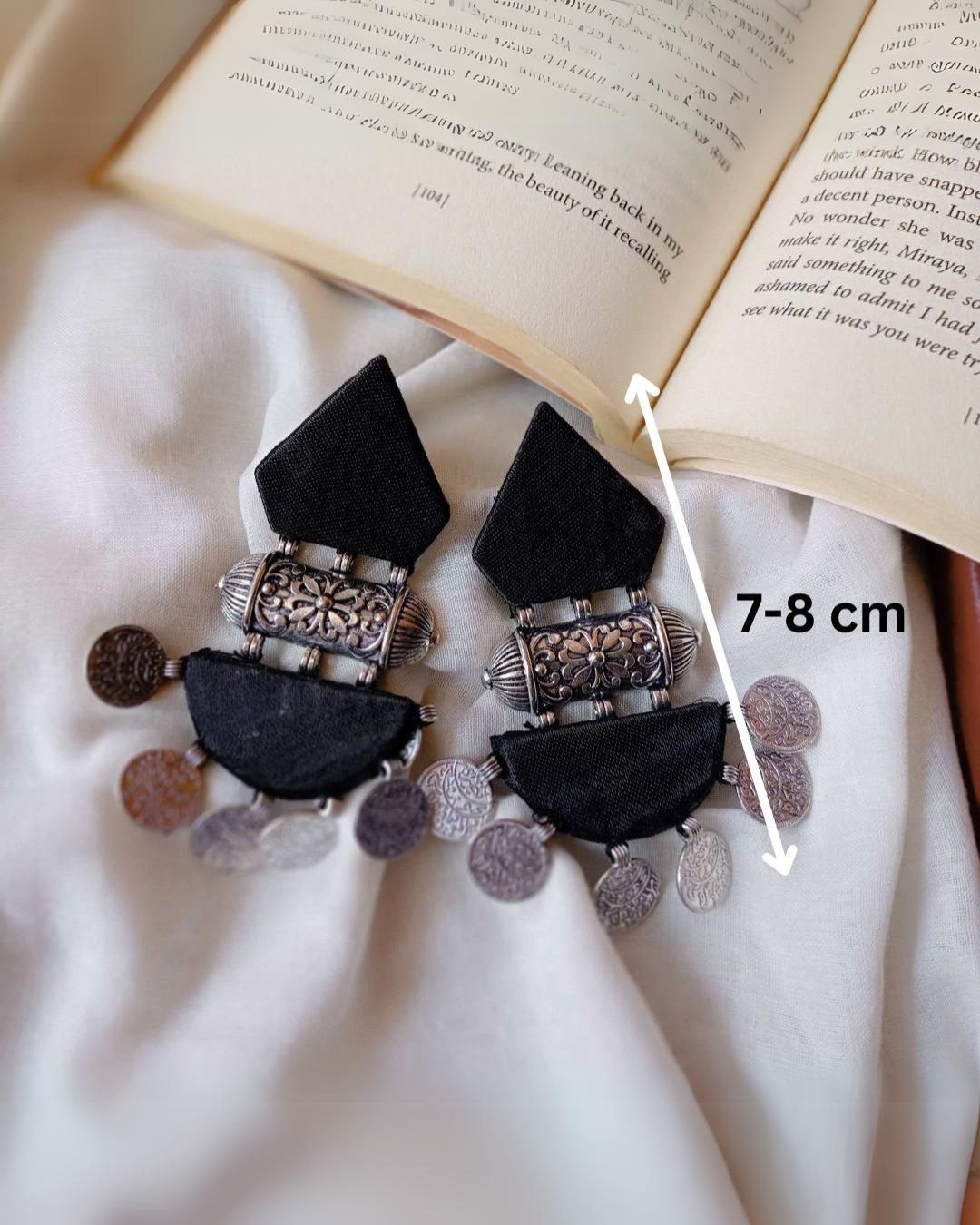 Black Silver Statement Earrings