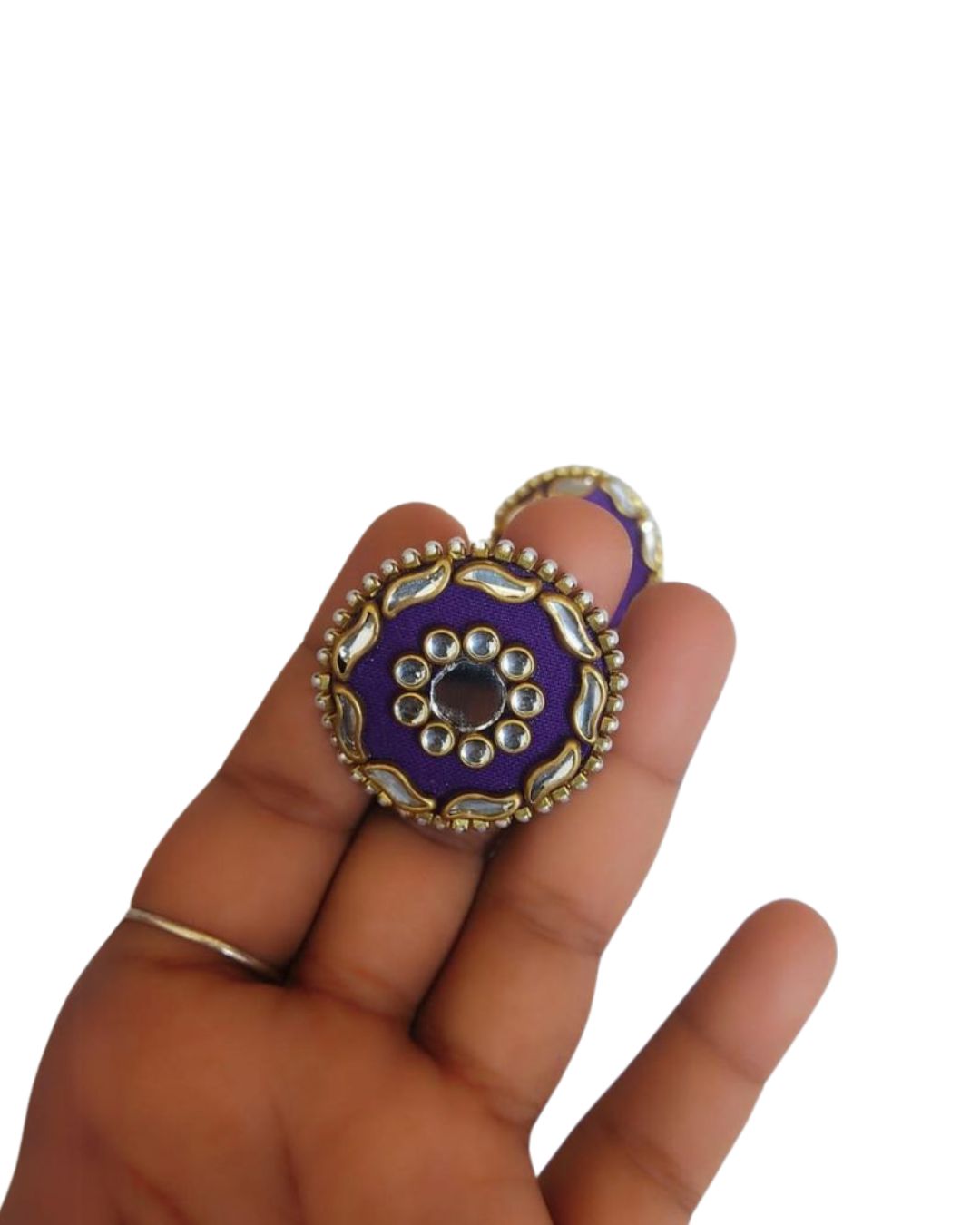 Round multicolor studs with kundan and mirror