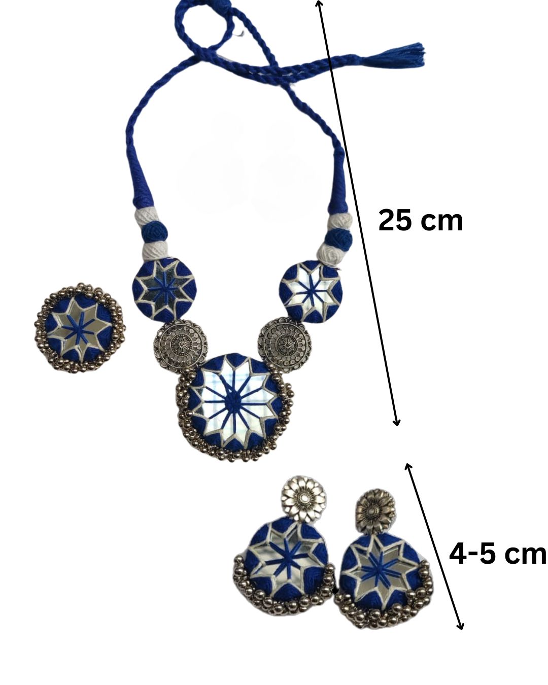 Blue Silver Bead Mirror Set