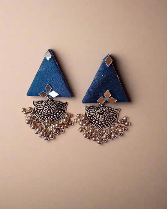 Blue Silver Charm Jhumka