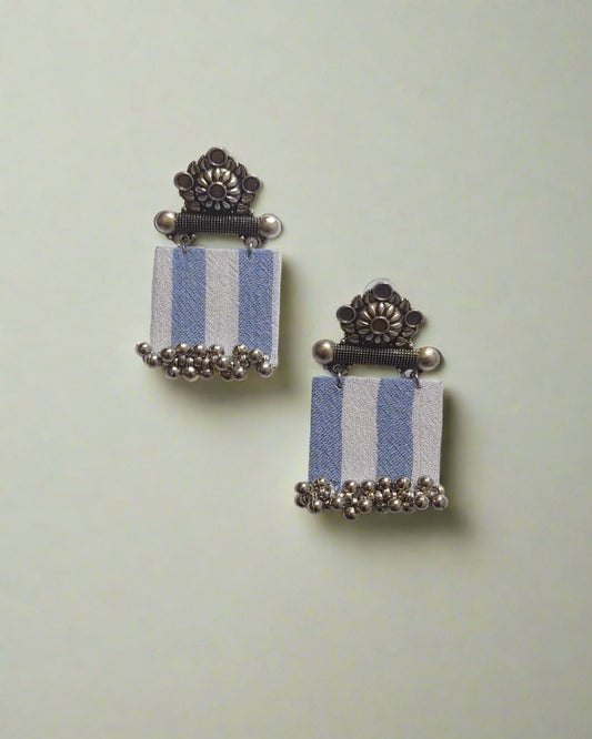 Blue & white oxidized earrings