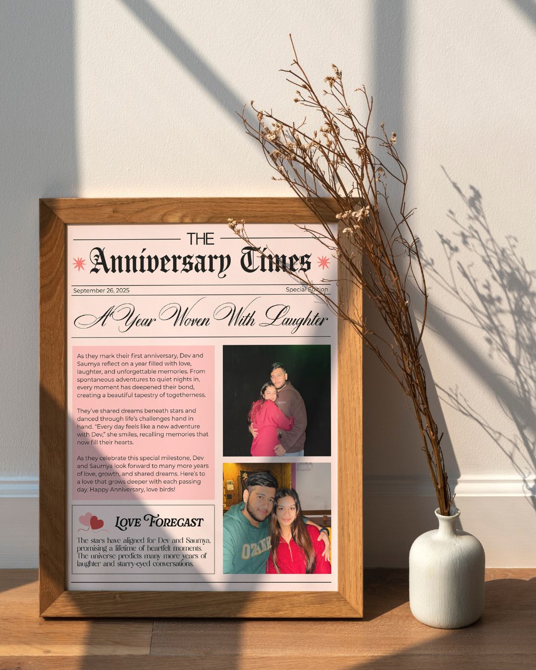 Custom Newspaper Front Page Headline Frame