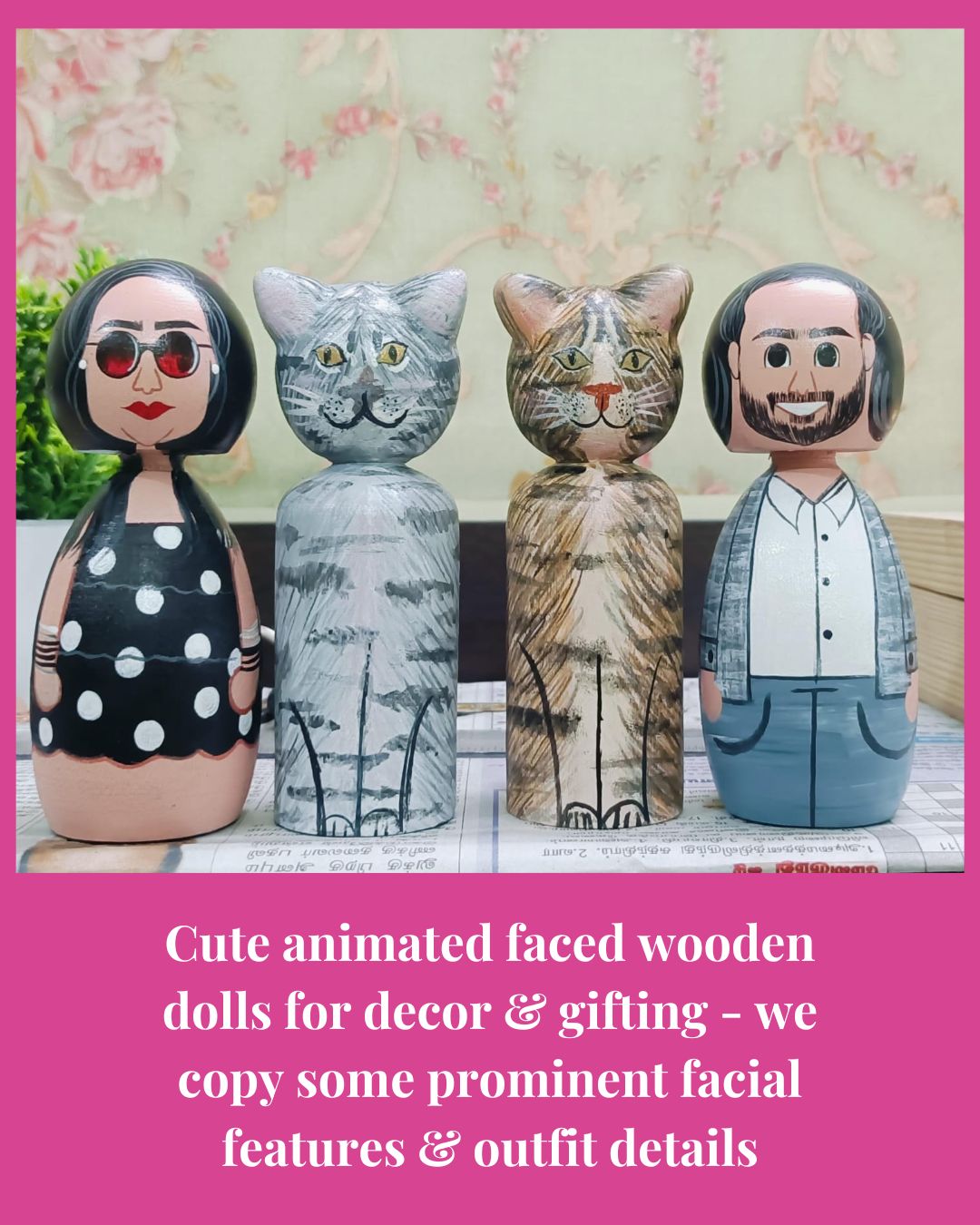 Personalized Replica Wooden Peg Dolls - Pets