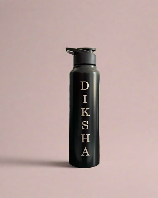 Custom Black Flip-Top Water Bottle – Stainless Steel